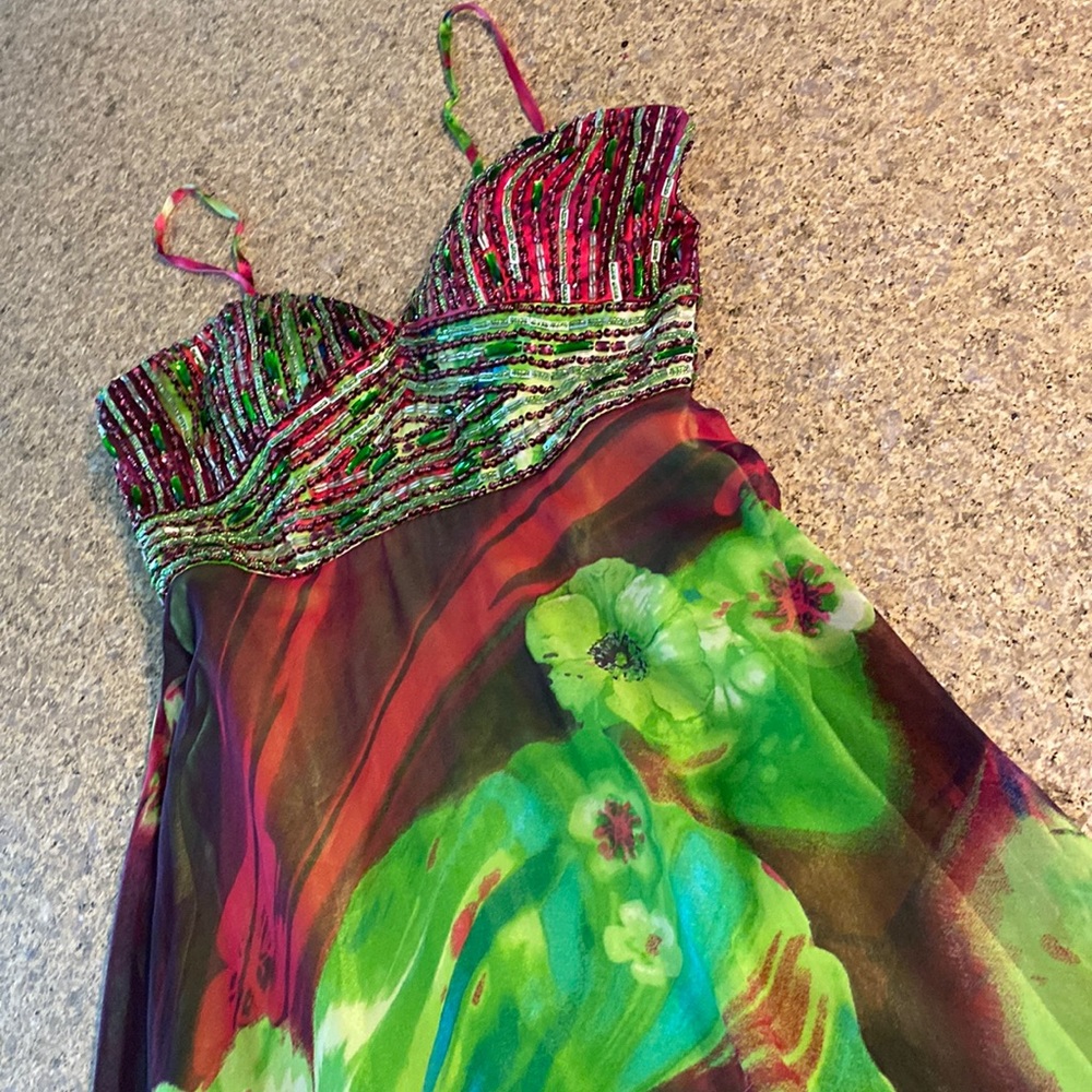 Clarisse Beaded Upper 100% Silk Shell, Prom Pageant or Evening Gown With FLAWS 4 - Picture 5 of 17
